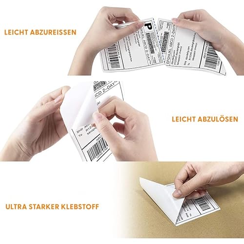 Versandetiketten 4x6 Thermo Etiketten 100 x 150 mm - 500 Etiketten Selbstklebend Leporello Falzetiketten Perforiert DHL Wasserfester Versandaufkleber, BPA Frei