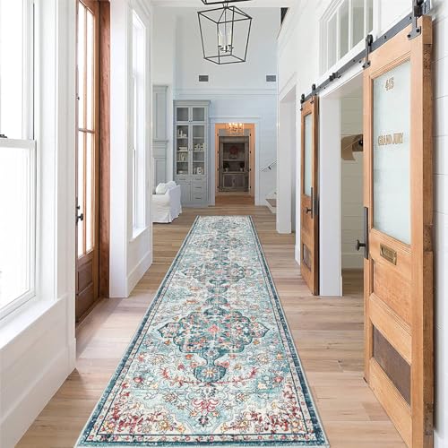 Pauwer Hallway Runner Rug 2'x10', Boho Washable Runner Rugs with Rubber Backing, Non Slip Carpet Runner for Hallways, Farmhouse Rug Runners for Kitchen Laundry Room Entryway Bathroom