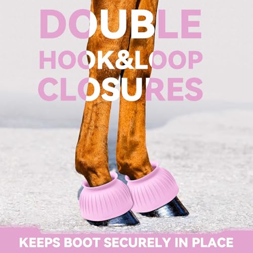 Image of Abbylike Bell Boots for Horses 1 Pair /2 Pair Available, Protect Against Hoof Impact Trauma, Rubber Bell Boots Horse Care for Turnout, No Rub Design Wrap Hook and Loop
