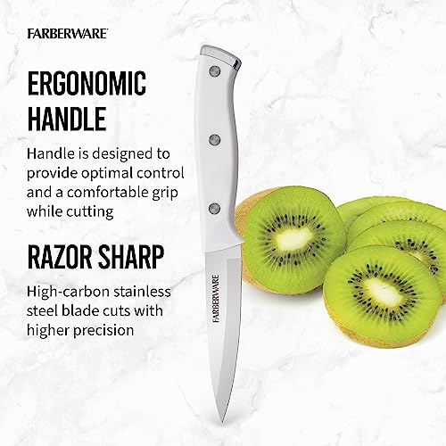 Farberware Edgekeeper Triple Riveted Paring Knife with Self-Sharpening Blade Cover, High Carbon-Stainless Steel Kitchen Knife with Ergonomic Handle, Razor-Sharp Knife, 3.5 Inch, White - image 6