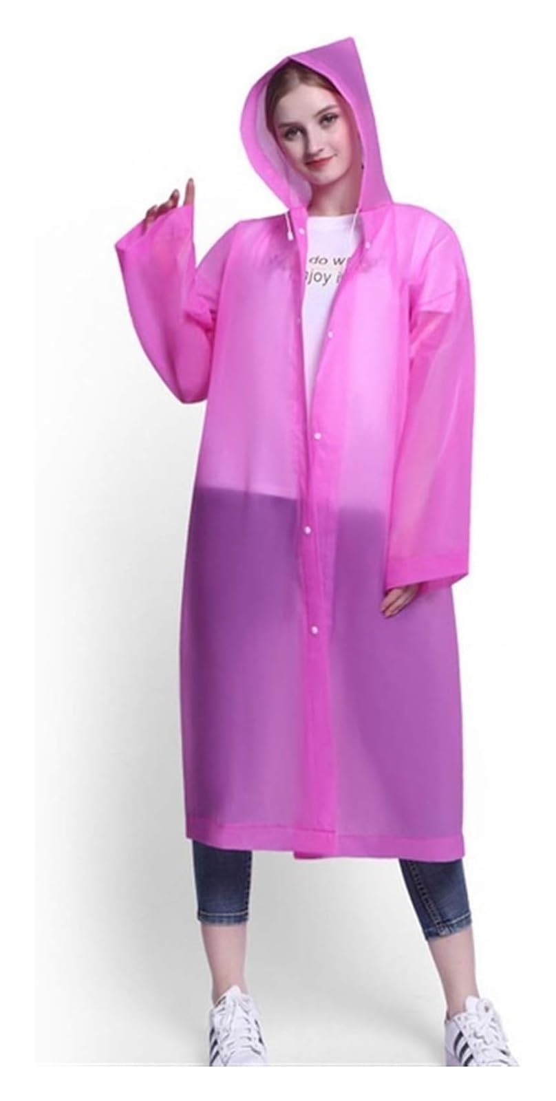 mantellina per monopattino, impermeabile Uomo Donna addensare EVA trasparente impermeabile Poncho portatile leggero cappotto antipioggia giacca da viaggio impermeabile for adulti(Pink)