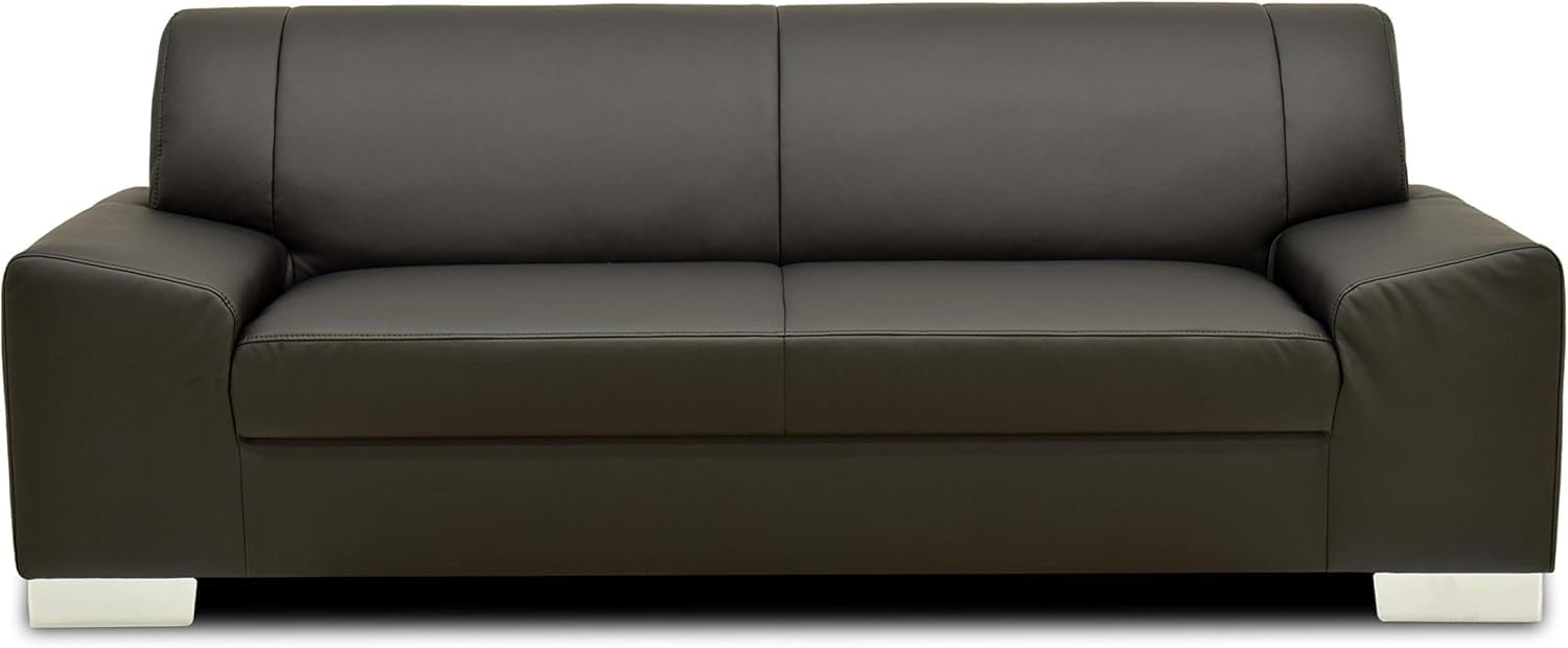 DOMO. collection Sofa Alisson, 3er Couch, 3 Sitzer, 3er Garnitur, Polstergarnitur 199 x 83 x 75 cm (BxTxH), in schwarz | 3 Sitzer aus Kunstleder mit Wellenfederung und Chromfüßen, 203 x 83 x 75 cm (BxTxH)