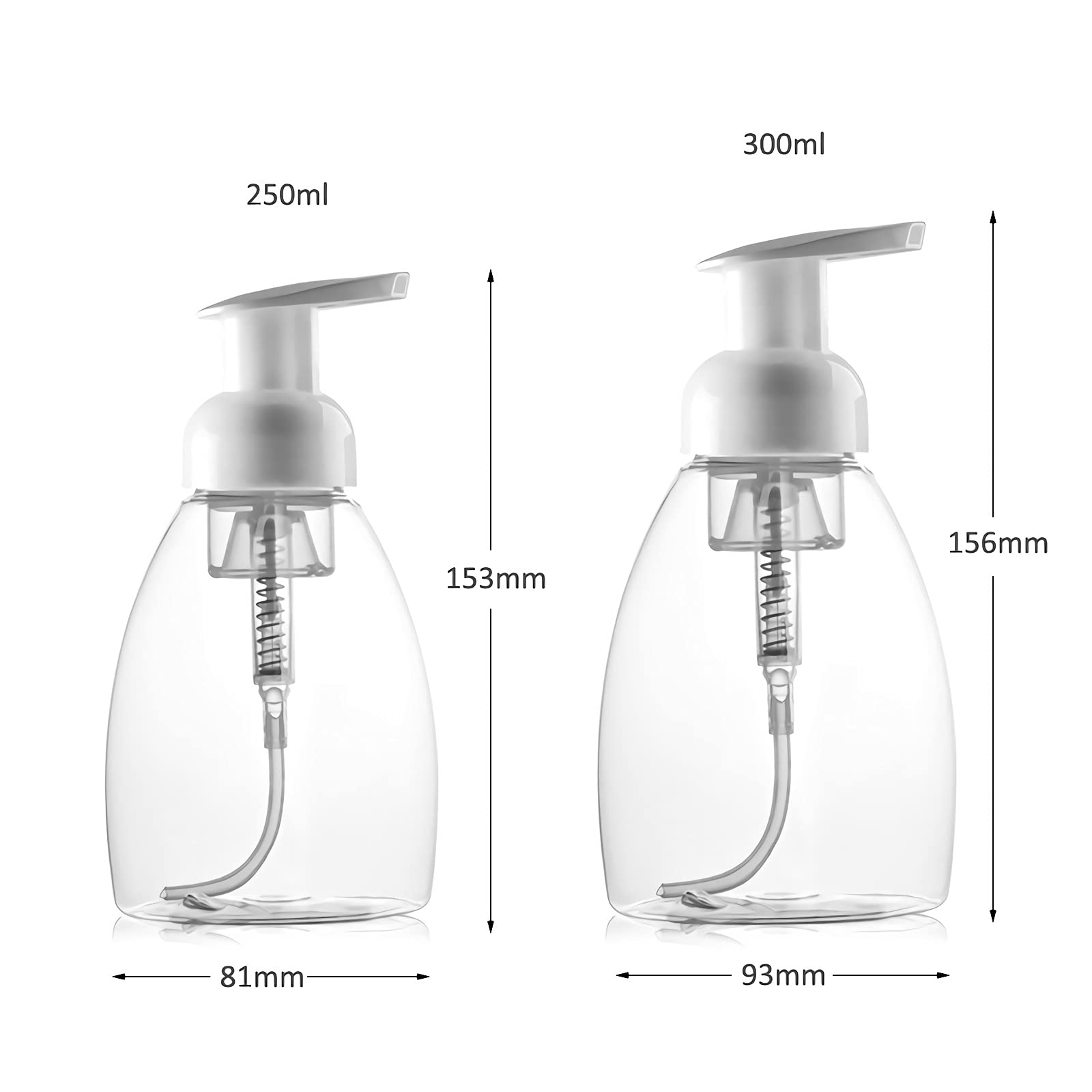 12 Pezzi 300ml Riempibile Dispenser di Sapone Schiumogeno Bottiglie,Bottiglie di Plastica Senza BPA,Ideale per Cucina bagno Igienizzante Mani,Sapone Liquido,Shampoo e Balsamo