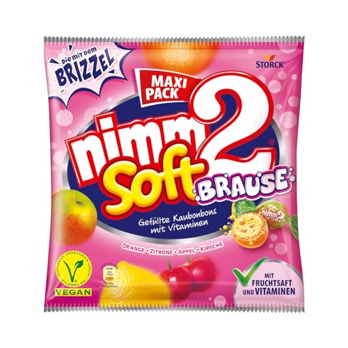 nimm2 soft Brause (1 x 345g) / Kaubonbons mit Brause-Füllung mit Fruchtsaft & Vitaminen