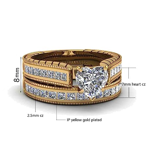 ringheart Couple Rings Matching Ring Heart CZ Gold Plated Women Wedding Ring Sets for Him and Her Ring Sets3