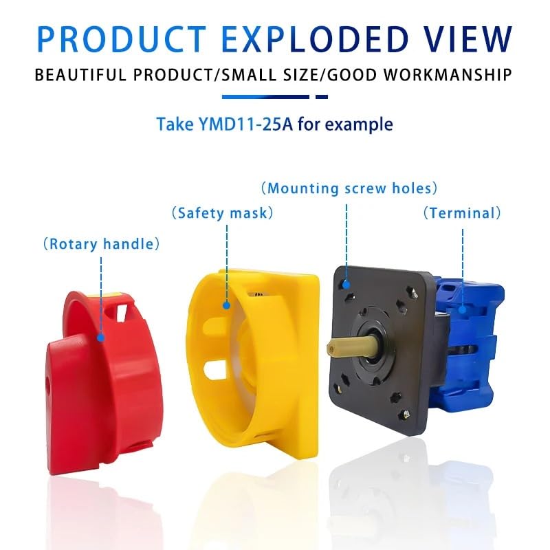 YMD11 3P 690V 25/32/40/63/80/100A Isolator Switch Padlock Disconnect Selector with ON-Off Panel Power Control Replace LW30(3P,63A)