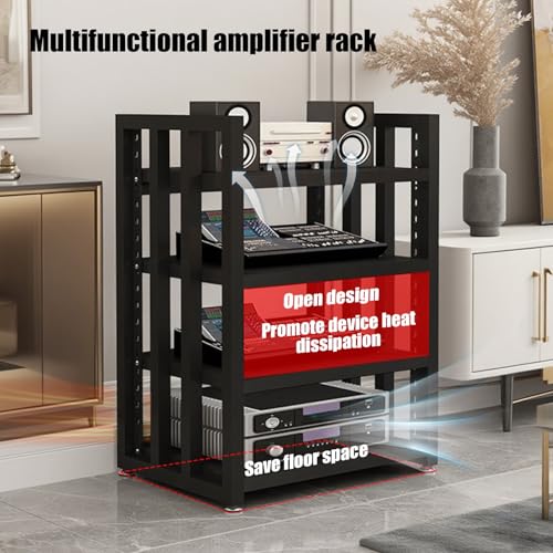 Scaffale a 4 ripiani in metallo, regolabile in MDF, per intrattenimento, sala giochi e registrazione, design moderno in legno bianco, salvaspazio AV Sto Solut