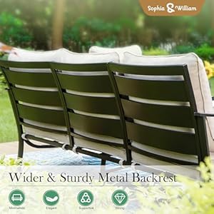 Sophia & William Patio Furniture Sets 5 Pcs Outdoor Metal Conversation Sets 5 Seats with 1 x 3-Seat Sofa, 2 x Cushioned Swivel Sofa Chairs, 2 x Ottomans for Coffee Lawn Backyard Poolside Beige Sophia William Patio Furniture Sets 5 Pcs Outdoor Metal Conversation Sets 5 Seats with 1 x 3 Seat Sofa 2 x Cushioned Swivel Sofa Chairs 2 x Ottomans for Coffee Lawn Backyard Poolside Beige