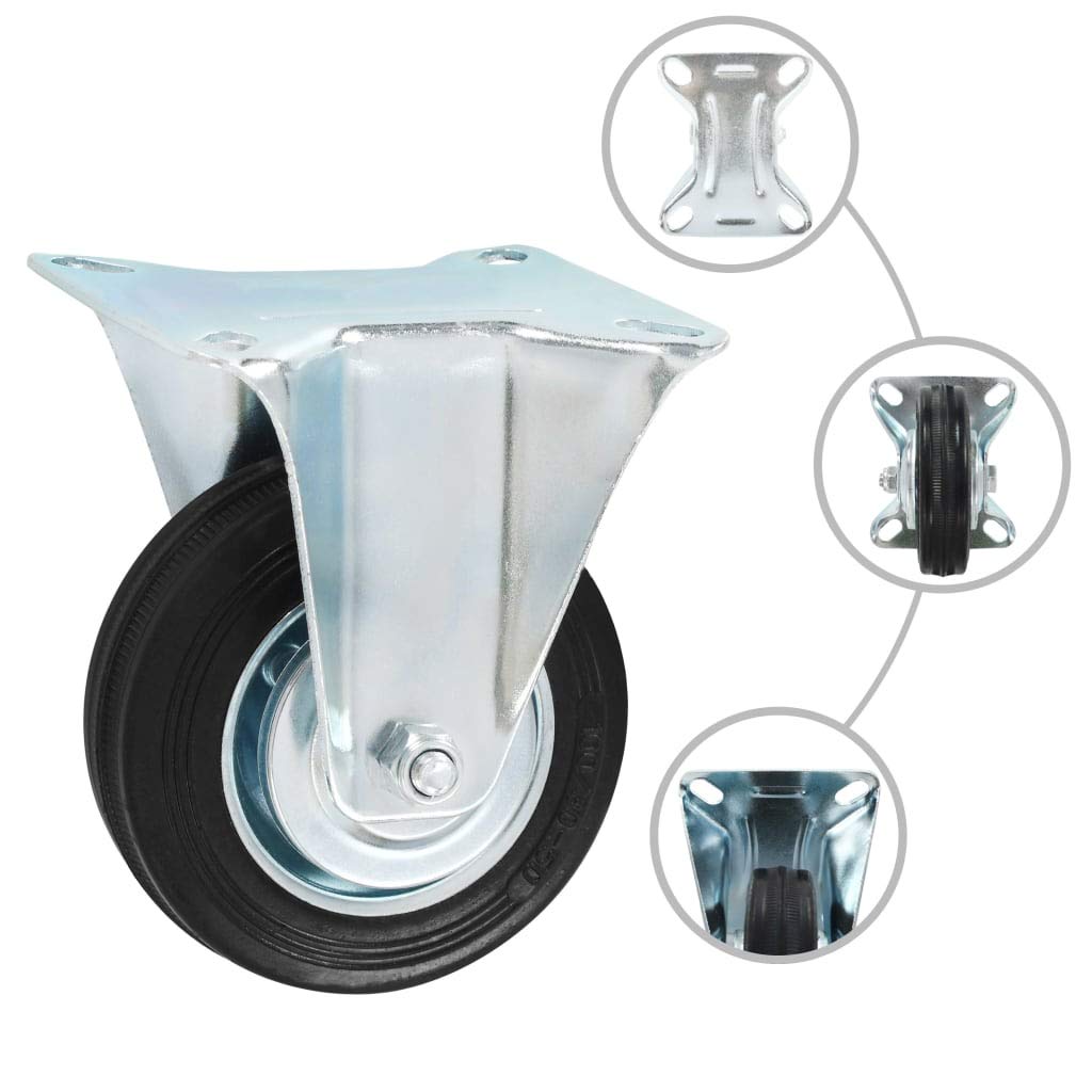 vidaXL 16x Bockrollen Transportrollen Möbelrollen Schwerlastrollen Laufrollen Rollen Möbelrolle Bockrolle Laufrolle Industrierolle 100mm Gummi Eisen