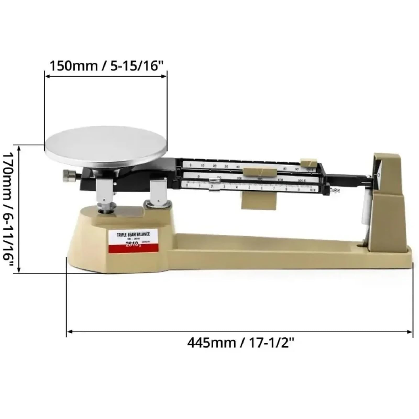 Dreifach-Balkenwaage for Labor, 2610 g/0,1 g, analytisches Gewichtsset, mit Null-Einstellknopf Kommerzielle Qualität