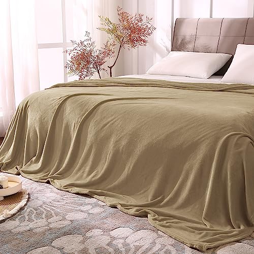 Image of BEDELITE Fleece Blanket Queen Size Camel Throw Blankets for Couch & Bed, Luxury Plush Cozy Fuzzy Blanket 90x90 inches, Super Soft Warm Lightweight Throw Blanket for Travel Camping
