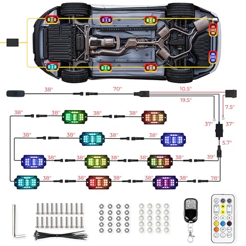 Image of 10 Pods 5 Sides Full Angle RGB Rock Lights for Trucks, App & Remote Control