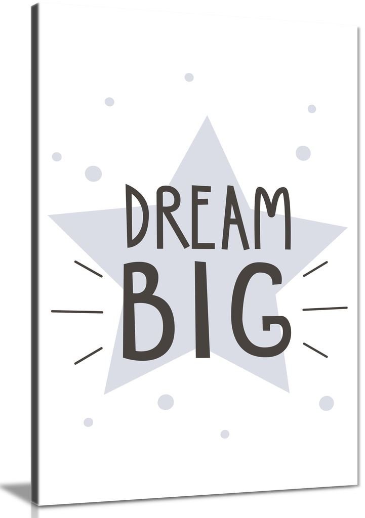 Panther Print Pastel Star Canvas Wall Art For Baby Room, Framed Pictures For Kids Bedroom, Ready To Hang Nursery Decor, Dream Big, Art Prints For Special Occasions (18X12 Inch)