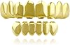 8 Teeth Grillz 18k Gold Top and Bottom Grills Set Shiny Hip Hop Teeth Grillz