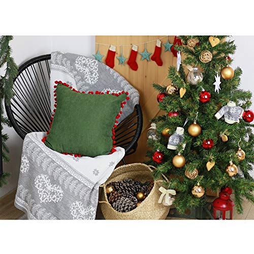 Apolena Decorative Christmas Throw Pillow Covers Santa And Merry Christmas Pillowcase, Christmas Red Pompoms Green, 18X18 #TOP1