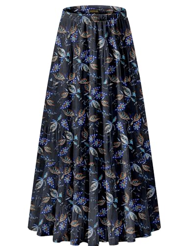 Image of NASHALYLY Women's Chiffon Elastic High Waist Pleated A-Line Flared Maxi Skirts