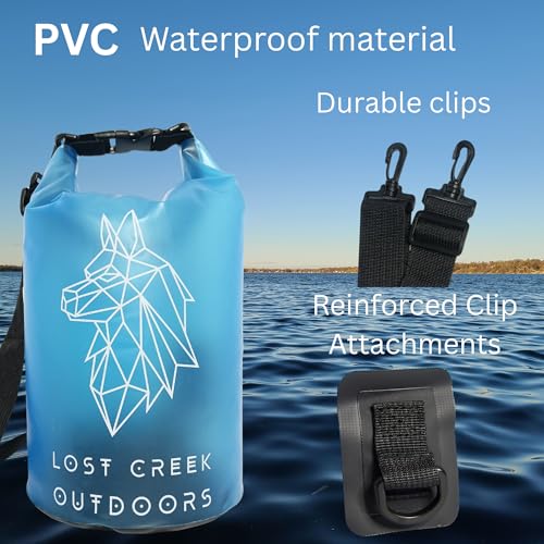 Bolsa seca enrollable impermeable semitransparente, 5L, para kayak, navegación, natación, pesca, playa y actividades en río (Azul cielo) miniatura 2