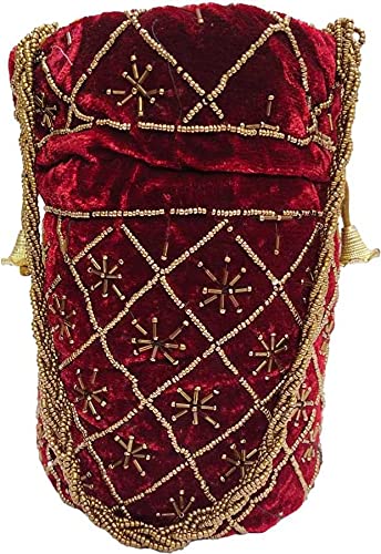 SHAKUNTLA VINTAGE Women Velvet Maroon potli Bag Wristlets Potli Bag for Gifting Floral Pattern Handbags Puches (Maroon) (B0CKHGV8VD) Amazon Price History, Amazon Price Tracker