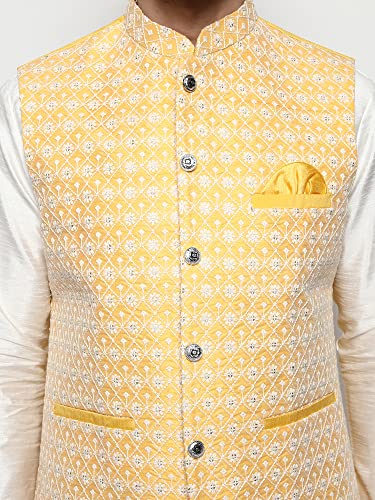 Image of Uri and MacKenzie Men's Silk Blend Kurta Pajama with Designer Ethnic Nehru Jacket /Modi Jacket