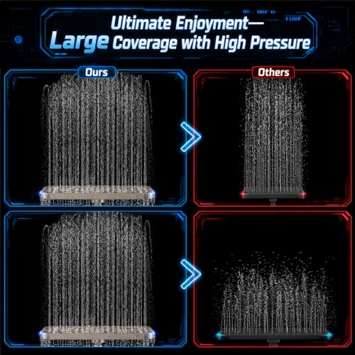 Image of Veken 12 inch Rain Shower Head with Handheld,High Pressure Power Wash,Magnetic | Starlight,Dual Shower Heads Combo,8-Mode Hand Held Spray with Hose,Double Detachable Rainfall Showerhead,Bathroom Accessories