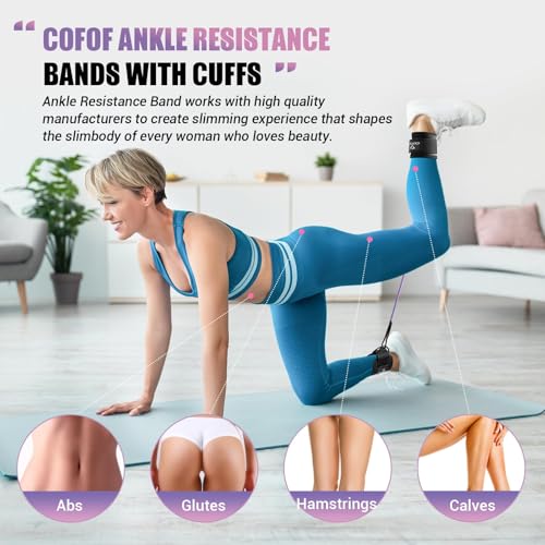 Image of Ankle Resistance Bands with Cuffs, Leg Exercise Equipment with Poster | Ankle Bands for Working Out, Kickbacks Hip, Leg Glute, Resistance Workout Equipment for Women