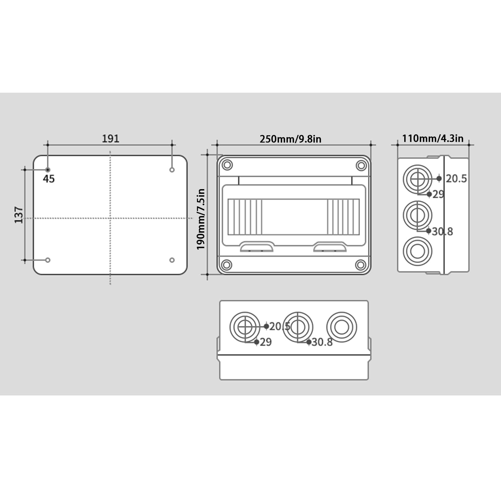 Scatola interruttore a 12 vie IP65 PC/ABS in lega di plastica scatola di protezione di distribuzione resistente alle intemperie con copertura trasparente scatola di distribuzione