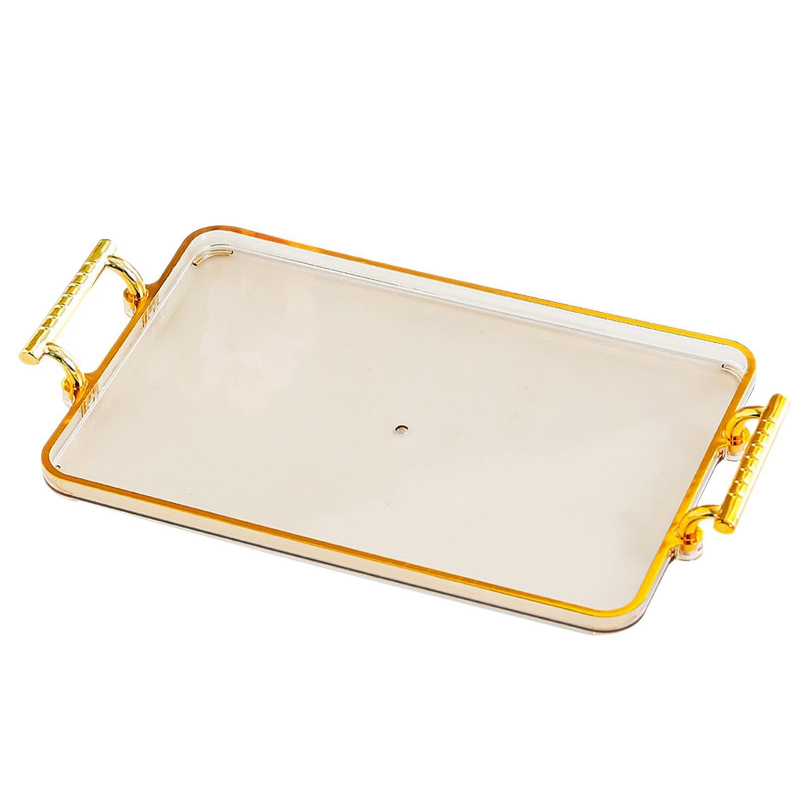 LIXSAZSE Versatile Makeup Storage Tray Elegant Decorative Dresser Jewelry Organizer And Bathroom Accessories Easy To Move And Carry Makeup Soap Jewelry Dish, Amber, 32x18.5x3.5cm