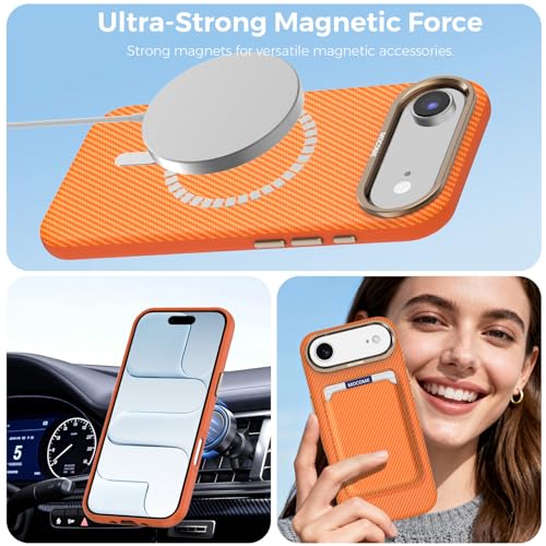 Coque magnétique iPhone Air orange antichoc en carbone - 4