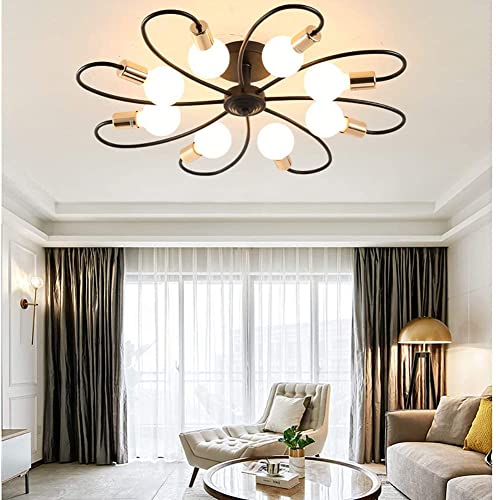 Image of Metal Nordic Pendant Lights Lamps Modern Ceiling Light Hanging Lamp Home Decor Chandelier.(Bulb Not Included) (8 Light Black)