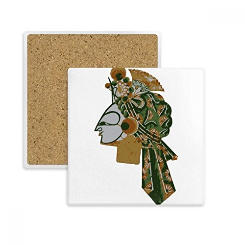 Coaster Ombre Chinoise Jouer Portrait en Pierre Absorbant Multicolore