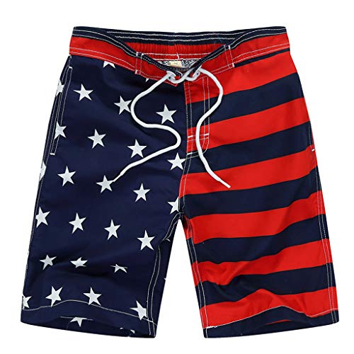 Boys Kids Swim Trunks Beach Shorts 4-16 Years Old Children July 4th Trunk American Flag Shorts USA Swimtrunk (9-13 Years Old, Red)