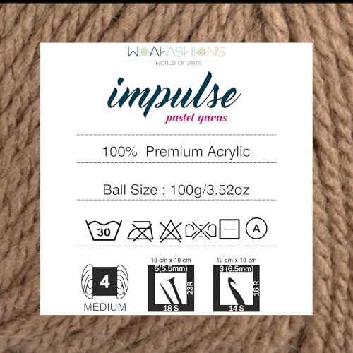 Image of Acrylic Impulse Hand Knitting & Crochet Yarn (Wood Brown) (100Gms - Pack Of 1)