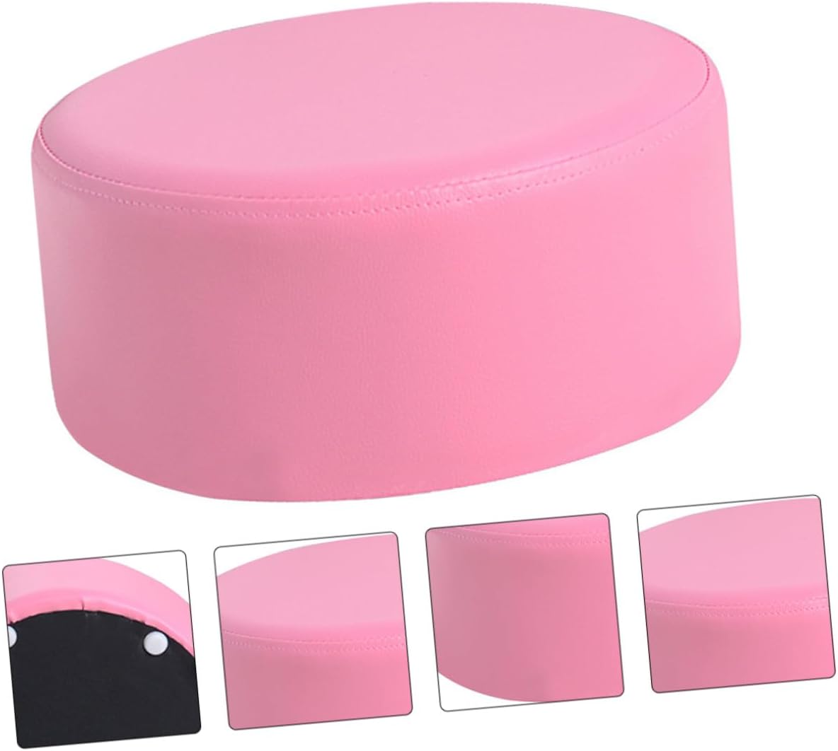 ’s Pink Pu Leather Round Stool, Lightweight Portable Footstool, Non-Slip Step Stool for Home Use, 28x28x13cm, Suitable for Bathroom and Bedroom