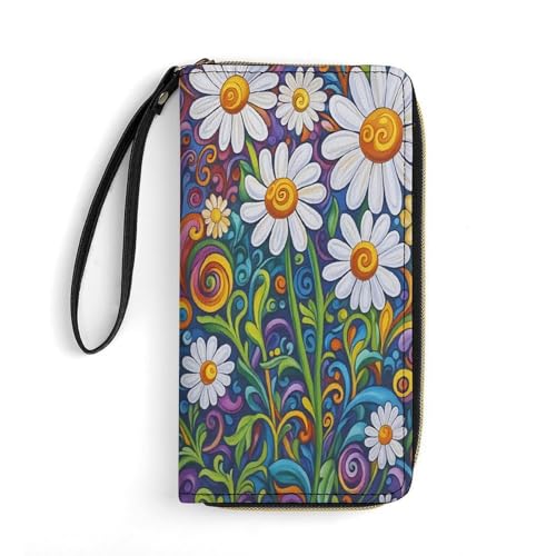 Floral Women's Wallet Wristlet Zipper Purse with Hand Strap Travel Credit Card Holder for Daily Use Gifts