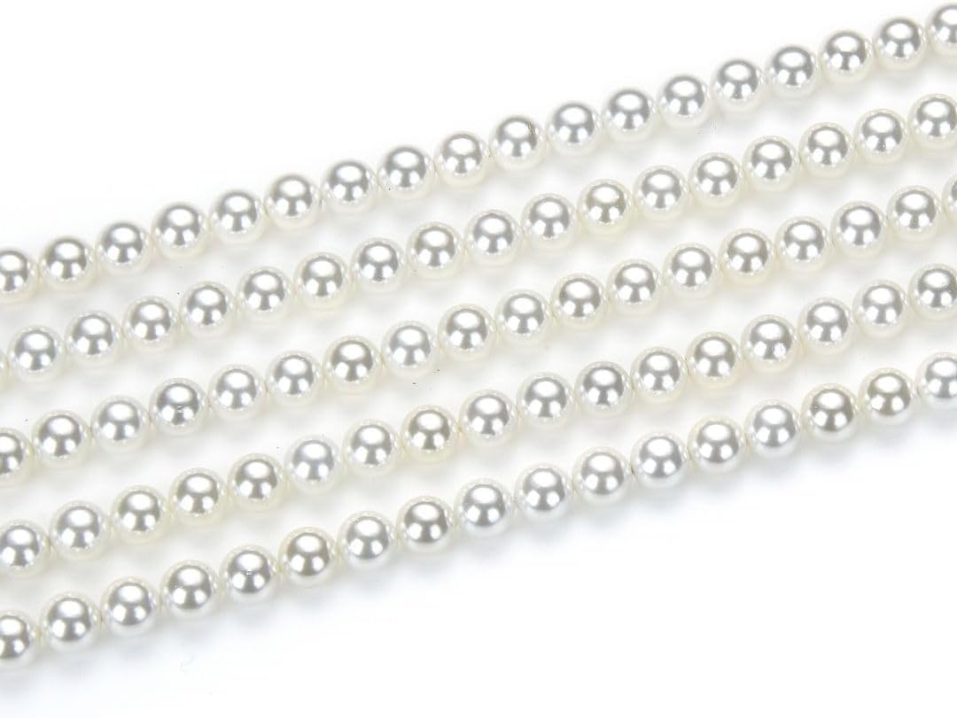 60pcs Adabele AAA Grade 6mm Natural Shell Pearl Loose Round Beads Freshwater Mother of Pearl Nacre 15 inch (Pearl White) for DIY Craft Jewelry Making SP6-1
