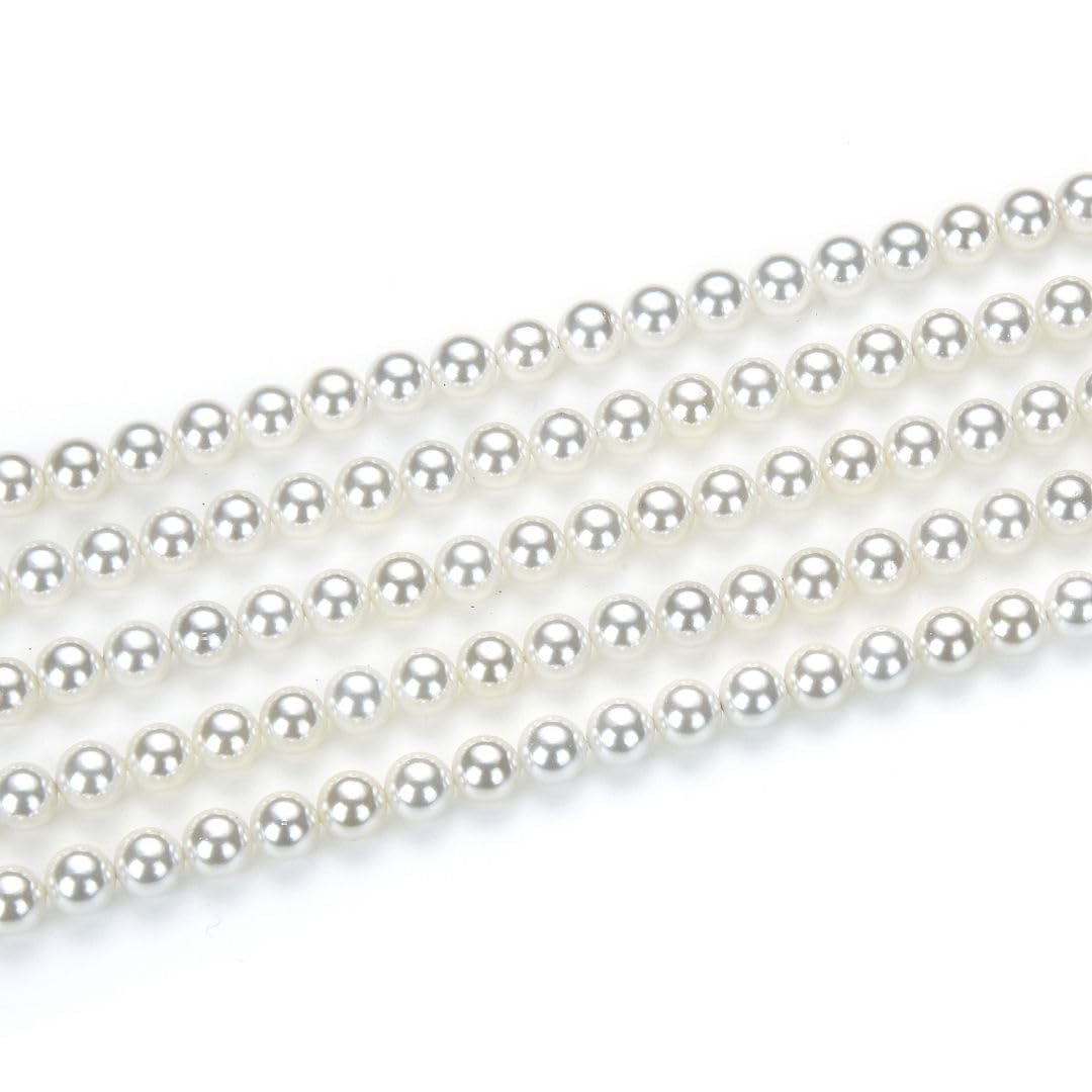 48pcs Adabele AAA Grade 8mm Natural Shell Pearl Loose Round Beads Freshwater Mother of Pearl Nacre 15 inch (Pearl White) for DIY Craft Jewelry Making SP8-1