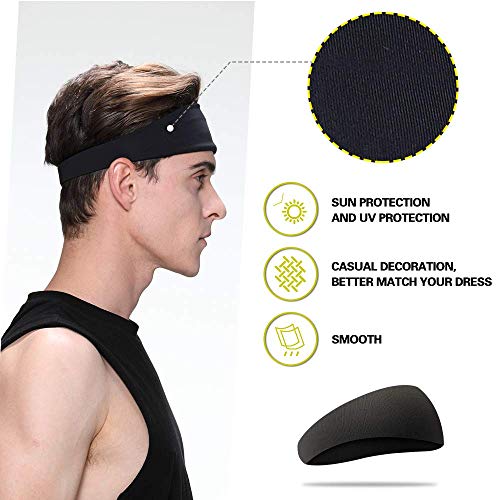 EasYoung Men's Headbands, 3-Pack Headbands for Men, Guys Sport Sweatbands for Running, Crossfit, Cycling, Yoga, Working Out Gym Exercise, Performance Stretch and Moisture Wicking