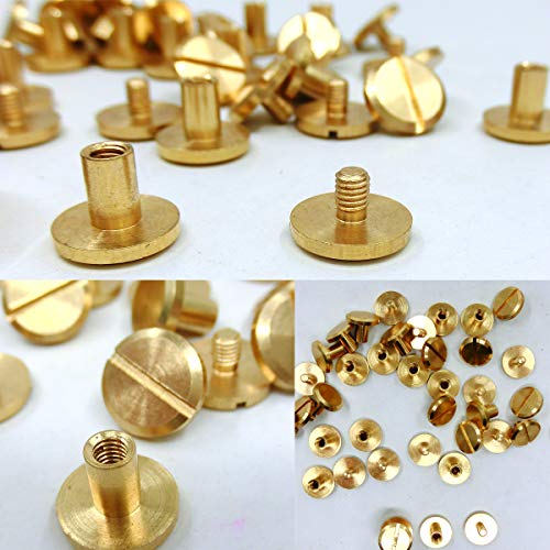 DANCEPANDAS Chicago inbindschroeven Zuiver koper Metaal Ronde kruiskopnagels Platte bevestigingen voor lederen boek… - Afbeelding 6