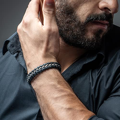 Image of SERASAR Premium Leather Bracelet Men | Stainless Steel Magnetic Clasp | Three Colors | Jewelry Box Included