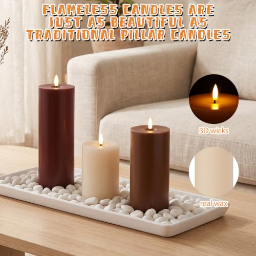 Image of 3 Pcs 6 /8 /12 inch Fall Vintage Flameless LED Candles Decorations for Home
