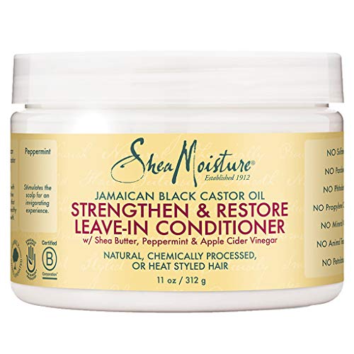 SheaMoisture Jamaican Black Castor Oil Leave In Conditioner for Over-Processed, damaged hair 100% Pure Jamaican Black Castor Oil to Soften and Detangle Hair 11.5 oz