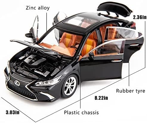 Image of Compatible for 1:24 Lexus ES300 Alloy Diecast Collectible Toy Car with Light & Sound | Pull Back Vehicle with Openable Doors | Metal Model Car Gift Toy for Boys Girls & Kids (Black)
