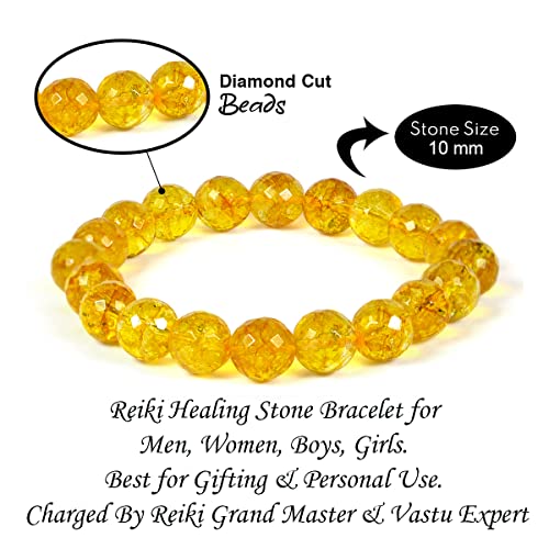 Image of Certified Natural Crystal Stone Diamond Cut /Faceted 10 mm Beads Bracelet for Men & Women | Reiki Charged Gemstone Jewellery | Multiple Stone Variants Available