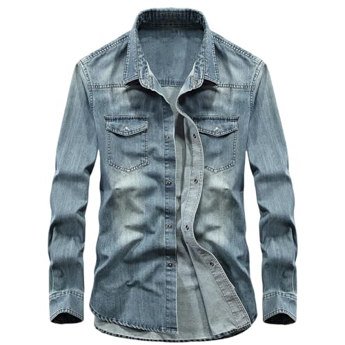Chemise en jean homme décontractée en toile robuste pour le printemps