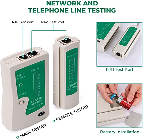 MIKUL Network Tool Kits Professional Net Computer Maintenance LAN Cable Tester Repair Tools RJ45 RJ11 Cat5 Cat6 Cable Tester Network Cable Crimper Screwdriver Crimp Pliers stripping pliers Tool Set