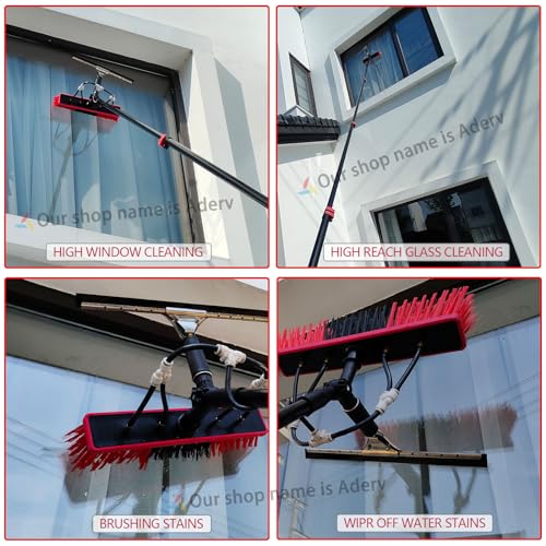Teles Zestaw szczotek do czyszczenia okien: 3,6-6 m wysuwany gumowy wyciskacz z zaopatrzeniem w wodę i dozownikiem mydła, idealny do czyszczenia domu i użytku na zewnątrz