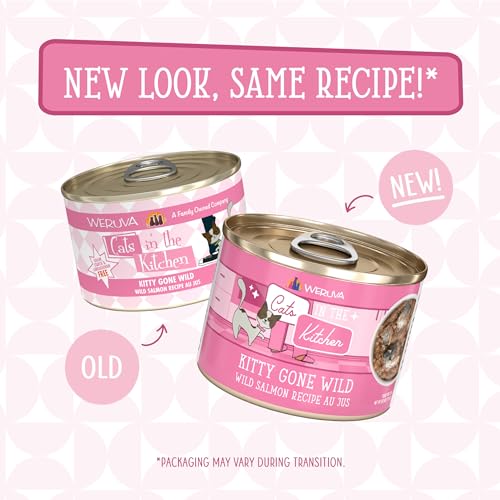 Image of Weruva Cats in The Kitchen, Kitty Gone Wild with Wild Salmon Au Jus Cat Food, 6oz Can (Pack of 24)