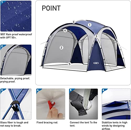 Unp Easy Sun Shelter Beach Tent Pop Up Canopy Event Cabana Upf 50+ Shade Tent 4-6 Person Rainproof, Waterproof For Camping Trips, Backyard Fun, Party Or Picnics With Side Wall (12 X 12 Ft, Blue) #TOP5