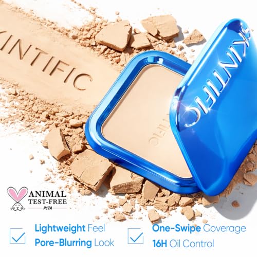 Image of SKINTIFIC Ultra Cover Powder Foundation For Oily Skin 1WN Ecru Vanilla | Full coverage matte finish, one-swipe flawless, oil control, long-lasting pore-blurring pressed powder for oily skin.