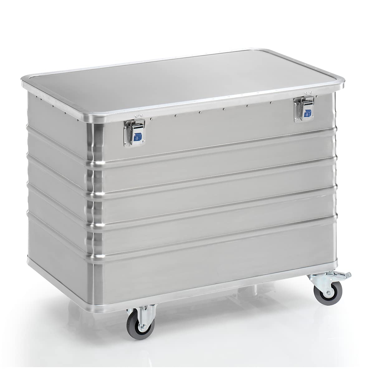 Carrello a cassone in alluminio, parete piena, con coperchio, con serratura, capacità 322 l.